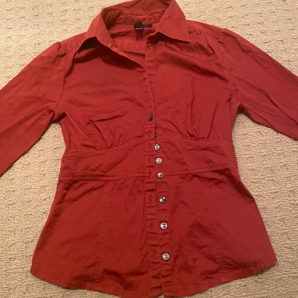 Banana republic stretch orange button collar shirt